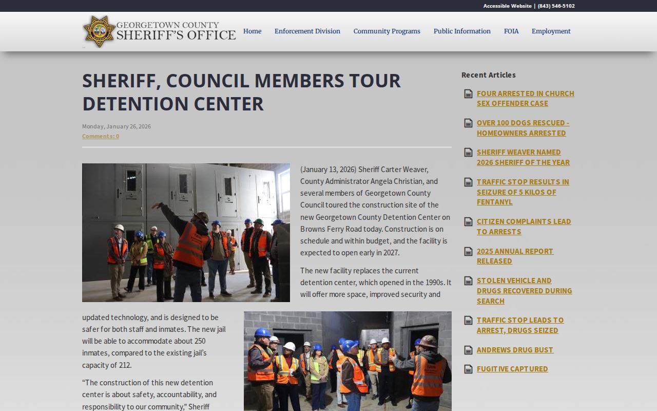 Georgetown County Detention Center replacement and release facility update